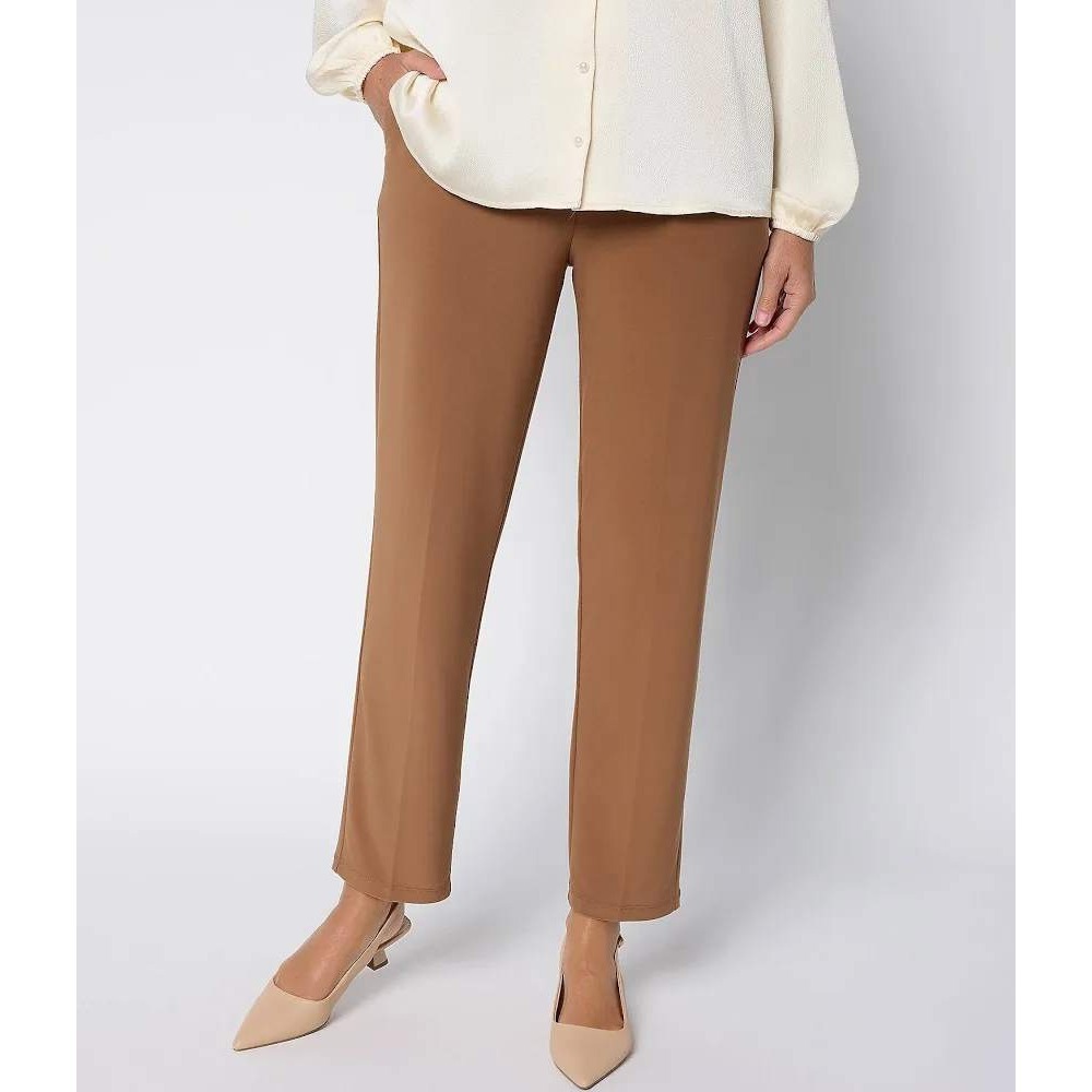 Camel Brown Pull On Straight Leg Dress Pants Stretch Five Pocket Trousers